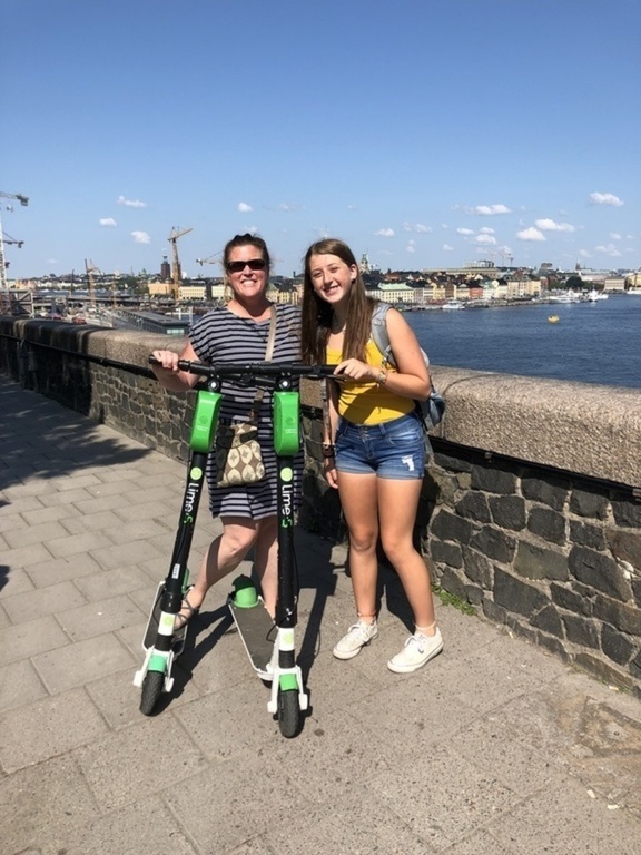 Scooting around Stockholm with my niece.