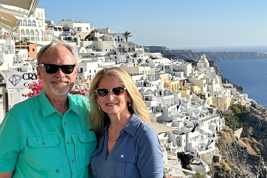 Art and Susan in Santorini, Greece, September 2025