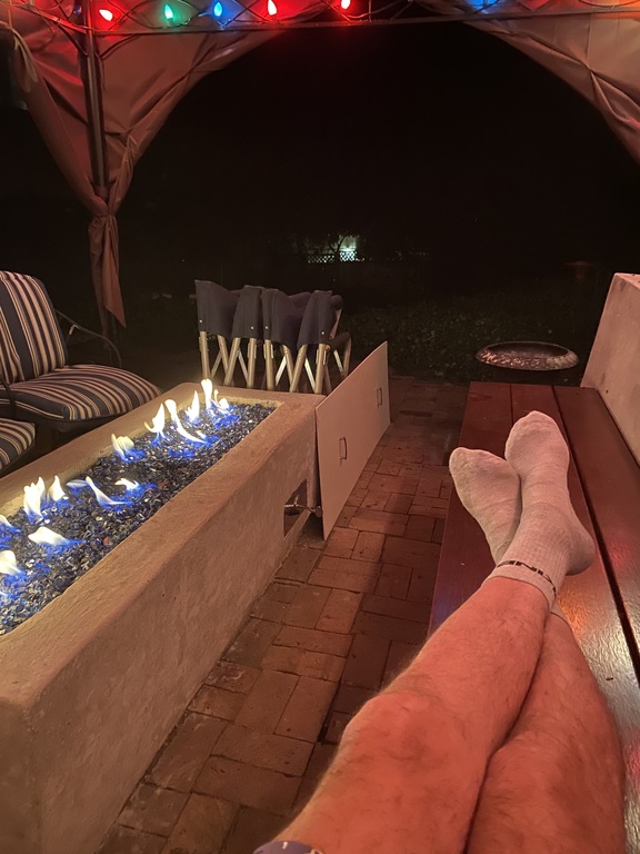 Relaxing by the fire feature