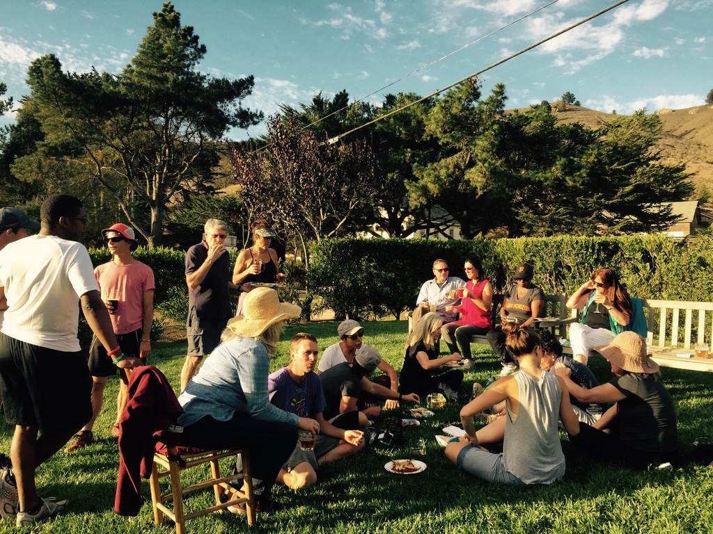 A snack break from hiking with school colleagues
