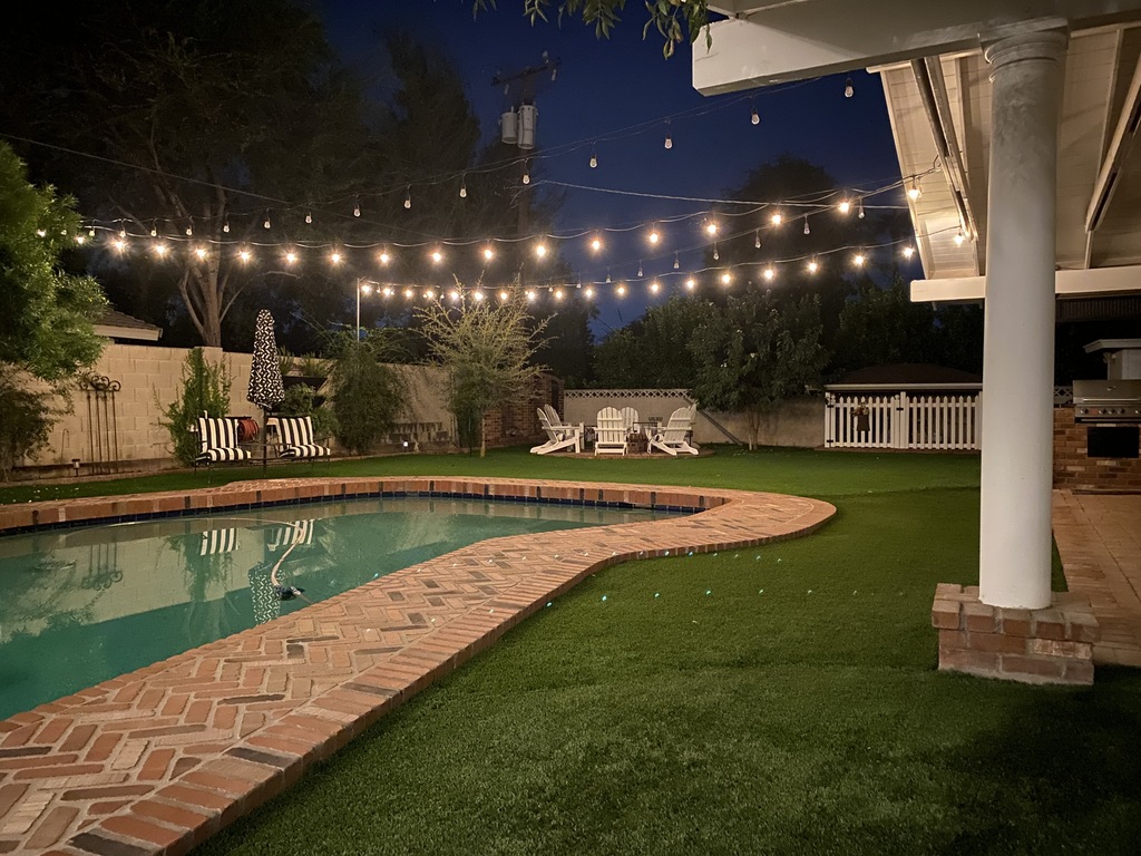 Large outside area that can be lit up at night.