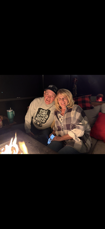Enjoying the fire together.